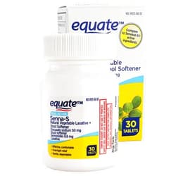 Healthy Surplus Equate Senna-S Natural Vegetable Laxative and Stool Softener - Docusate Sodium 50 mg Sennosides 8.6 mg - 30 Tablets