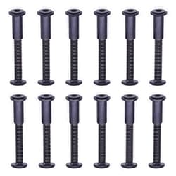 Swpeet 25Pcs M6x50mm Carbon Steel Black Hex Drive Socket Cap Bolts Barrel Nuts Assortment Kit with 1Pcs Allen Wrench, Screw Post Fit for Furniture Countsunk Belt Buckle Leather Binding Bolts