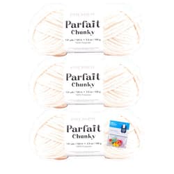 Bella's Crafts Premier Yarns Parfait Chunky - 3.5 Oz - #6 Super Bulky Weight - 3 Pack Bundle with 10 Bella's Crafts Stitch Markers (Shell)