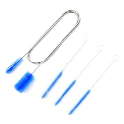 KITOSUN Flexible Drain Brush Cleaner Kit – CPAP Hose Cleaner 5ft Long Elastic Double Head Nylon Cleaning Brush + 3pcs 10” Straw Brushes for Aquarium Water Filter Pipe Air Tube Fish Tank Tub Sinks Glass Vase