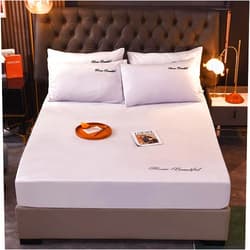 CFYCYHDZHT Twin Fitted Sheet,Warm Crystal Velvet Mattress Cover with Deep Pockets, Bedroom Guest Room Pure Color Embroidered Bed Protector Light Purple 90200cm (3pcs)