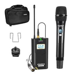 Comica CVM-WM100 H UHF 48-Channel Professional Wireless Handhled Microphone System for Canon Nikon Sony Panasonic Fuji DSLR Camera, XLR Camcorder, Smartphone, Perfect for Video Recording/Interview