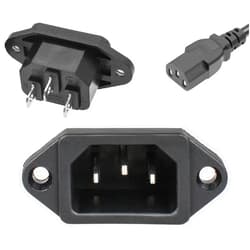QTEATAK 3 Pack Screw Mount 3 Pins Inlet Power Plug Socket IEC320 C14 AC 250V 10A by QTEATAK