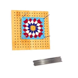 LIVSMON Crochet Blocking Board, Handcrafted Knitting Blocking Mat for Perfect Knitting and Granny Squares, Full Kit with 10 Stainless Steel Rod Pins, Gifts for Grandmothers, Mothers, 7.7Inch