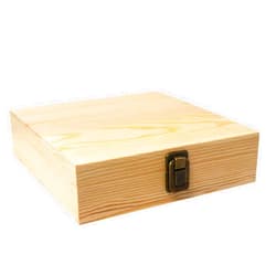 VIKOS Products 8x8x2-Inch Square Flat Unfinished Wooden Box for DIY Crafts and Storage Wooden Box with Durable Hinges and Retro Front Clasps Natural Pine Smooth Paintable Surface