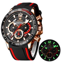 OLEVS Mens Watches Chronograph Waterproof Luminous Silicon Strap Multifunction Watches for Men Quartz Business Calendar Men Wrist Watch