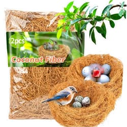 Sukh 2PCS Coconut Fiber for Bird Nest - Canary Nesting Material Coconut Bird Nest Finch Coconut Fiber Loose Bedding Substrate for Laying Eggs,Resting Materials for Birds, Hummingbird Parakeet