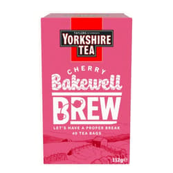 Yorkshire Tea Cherry Bakewell Brew, Pillow Tea Bags, 40 Count (Pack of 1), Caffeinated, Enjoy Hot or Iced, 40 Teabags