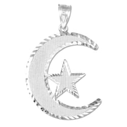 Claddagh Gold Sterling Silver Islamic Charm Crescent Moon and Star Pendant