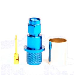 BigCatCables SMA Type Male Blue Crimp Connector for LMR400, Belden 9913 Blue Male