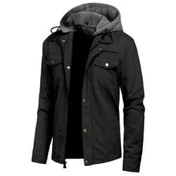 Pursky Men's Canvas Cotton Military Casual Field Jacket Outerwear With Removable Hood
