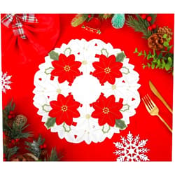 MinWen GR-Home Holiday Embroidered Christmas Flower Placemats for Christmas Festival, 100% Polyester,1 Set of 4 Pcs