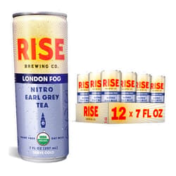 RISE Brewing Co. London Fog Earl Grey Tea, Oat Milk Nitro Latte, Vegan, USDA Organic, Non-GMO, Clean Energy, 7 fl. oz. Cans (12 Pack)
