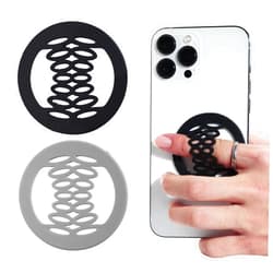 CONSIO 2 Pcs Finger Strap for Phone, Elastic Phone Grip Strap Holder for Smart Phone Gripper - Silicone Finger Strap - Phone Finger Holder for iPhone（Black and Grey）