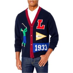 Lacoste Men's Relaxed Fit Long Sleeve Color Blocked Button Down Cardigan