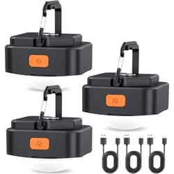 FLY2SKY LED Camping Lights 3Pcs Black Tent Light Portable Rechargeable Survival Gear Camping Accessories Camping Equipment for Camping Hiking Backpacking Fishing Hurricane Emergency Outage
