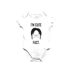Brain Juice Tees I'm Cute, Fact Baby Romper -Dwight Schrute Baby Organic Cotton Baby Clothing