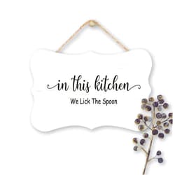 Mighun Motivational Quotes Wood Signs in This Kitchen We Lick The Spoon Wood Sign Plaque Hanging Wall Art, Decorative Funny Sign, 10