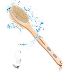 Slick Solutions Slick- Shower Brush, Double Sided Shower Brush, Back Scrubber, Bath Brush, Back Brush, Back Brush Long Handle for Shower, Shower Brushes for Your Back, Bath Brush Long Handle for Shower