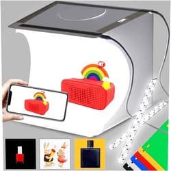 DUCLUS Mini Photo Studio Light Box,Portable Folding Photography Light Tent kit with 40pcs LED Light + 6 Kinds Color Backgrounds for Small Size Products