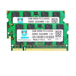 Motoeagle PC2-5300 DDR2 667 mhz Type RAM,DDR2 667MHz SODIMM 4GB Kit (2GBX2) 2Rx8 PC2-5300S-555 CL5 200-Pin Non-ECC Notebook Laptop Memory Modules