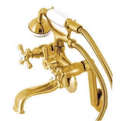 Kingston Brass KS229SB Kingston Wall Mount Clawfoot Tub Faucet with Hand Shower, Brushed Brass