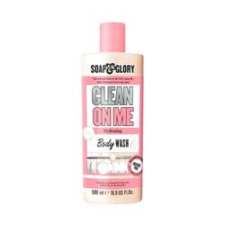 Soap & Glory Clean On Me Moisturizing Body Wash - Creamy Body Soap & Skin Cleanser with Built-In Body Lotion for Dry Skin - Bergamot & Rose Scented Body Wash for Women & Men (500ml)