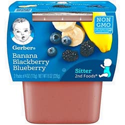 Gerber 2nd Foods Banana & Mixed Berry, 4 Ounce Tubs, 2 Count (Pack of 8)