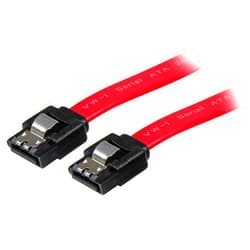 StarTech.com 18in Latching SATA Cable - SATA Cable - Serial ATA 150/300/600 - SATA (R) to SATA (R) - 1.5 ft - latched - red - LSATA18
