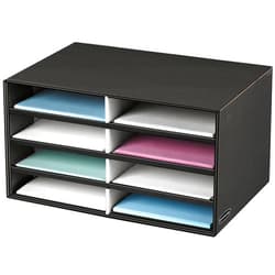 Bankers Box Decorative Eight Compartment Literature Sorter, Letter, Black/Gray Pinstripe (6170301)