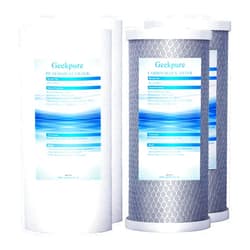 Geekpure 10 Inch Whole House Water Filters Set w/PP and Carbon Block -4.5