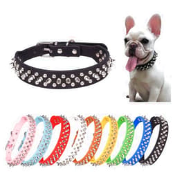YOUALSO Spiked Dog Collar, Mushrooms Rivet Spike Anti-Bite Studded Protective Pet Neck Pu Leather Puppy Collars for XXS XS Small Medium Large Boy Dogs Male Cats Goat, Black S