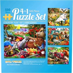 Bits and Pieces – 4-in-1 Multipack Jigsaws 500 Piece Puzzles for Adults - Puzzles Measures 18
