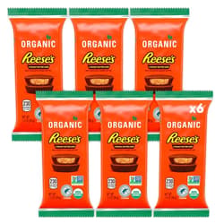 CHAIN & JO SWEETS Reeces Organic Peanut Butter Cups Milk Chocolate Candy, 6 Pack (1.4oz each) Individually Wrapped Snacks - Chocolate Milk and Peanut Butter Taste, Ideal Office Snack for Sharing, Holiday Chocolate Reeces Cups