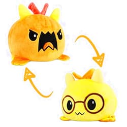 TeeTurtle - The Original Reversible Dragon Plushie - Orange + Yellow with Glasses - Cute Sensory Fidget Stuffed Animals That Show Your Mood
