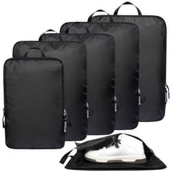 BAGAIL 4 Set/6 Set Ultralight Compression Packing Cubes Packing Organizer for Travel Accessories Luggage Suitcase Backpack(70D 6Set Black)