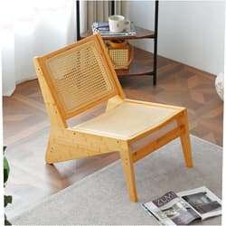 MBOOYOME Mid Century Modern Accent Chair for Living Room, Low Armless Lounge Chair with Solid Wood Frame, Comfy Armchair for Bedroom and Balcony, Wood