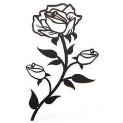 ESTART Black Metal Rose Flower Wall Decor for Bathroom,15“H Metal Cute Floral Wall Art Valentine's Day Ornament Wall Sculptures for Home Living Room Bedroom Kitchen Restroom Office (1 Piece)