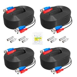 ANNKE 4 Pack 30M/100ft All-in-One Video Power Cables, BNC Extension Surveillance Camera Cables for CCTV Security DVR System Installation, Free 8 x BNC Connectors and 100pcs Cable Clips Included