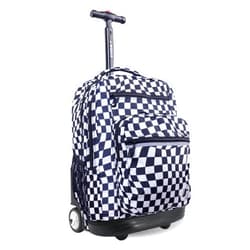 J World New York Sundance Rolling Backpack Girl Boy Roller Bookbag, Wavy Checkers, 20 Inch