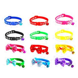 NACOCO 12 Pack Dog ID collar for Puppy&Kitty Adjustable Soft Polyester Pet Collar with Bell and Bow (12 pieces)