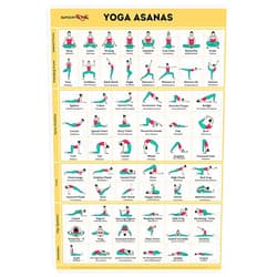 SPORTAXIS Yoga Poses Poster- 64 Yoga Asanas For Full Body Workout- Laminated Home Workout Poster With Colored Illustrations - English And Sanskrit Names