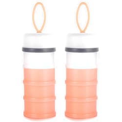 Accmor 2pcs Formula Dispenser On The Go, Stackable Portable Formula Container to Go, Non-Spill BPA Free Milk Powder Baby & Kids Snack Containers, Pink