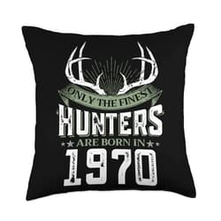 Finest Hunting Birthday Party Hunting Theme Co. 53th Birthday Deer Hunter Tee Born in 1970 53 Year Old Throw Pillow, 18x18, Multicolor