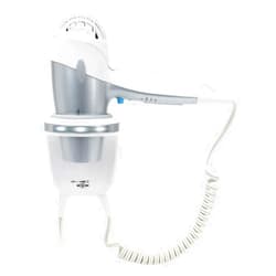Sunbeam Dual Watt 3 Speed GreenSense Wall Mount Ionic Hair Dryer with Dimmable LED Night Light and Bracket, White and Silver