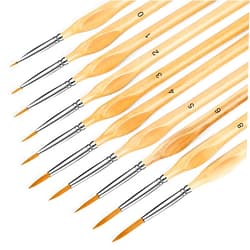 KIASON Miniature Paint Brushes, 10PC Fine Detail Paint Brush Set, Mini Small Painting Brushes for Art, Crafts, Acrylic, Watercolor, Oil, Model, Face, Warhammer 40k & Paint by Number, Citadel, Figurine-Wood