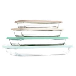 COOK WITH COLOR 8-Piece Deep Glass Baking Dish Set with Plastic Lids – Casserole and Food Storage Containers for Lasagna, Leftovers – Freezer-to-Oven, Microwave & Dishwasher Safe, Mint