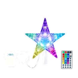 YAGE TALE Christmas Star Tree Topper 9.5inch 17 colors 8 dynamic modes with Versatile Remote Controller 3AA Battery Powered for Lighted Christmas Tree Décor