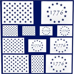 WISYOK American Flag 50 Star Stencils and 13 Stars 1776 Templates, American Flag Templates, Ideal for Painting on Wood, Fabric, Paper, Walls [6 Sizes, 2 Styles]
