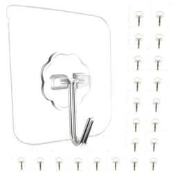 Jwxstore 24 Pack Wall Hooks for Hanging 33lb(Max) Heavy Duty Self Adhesive Hooks Transparent Waterproof Sticky Hooks for Keys Bathroom Shower Outdoor Kitchen Door Home Improvement Utility Hooks